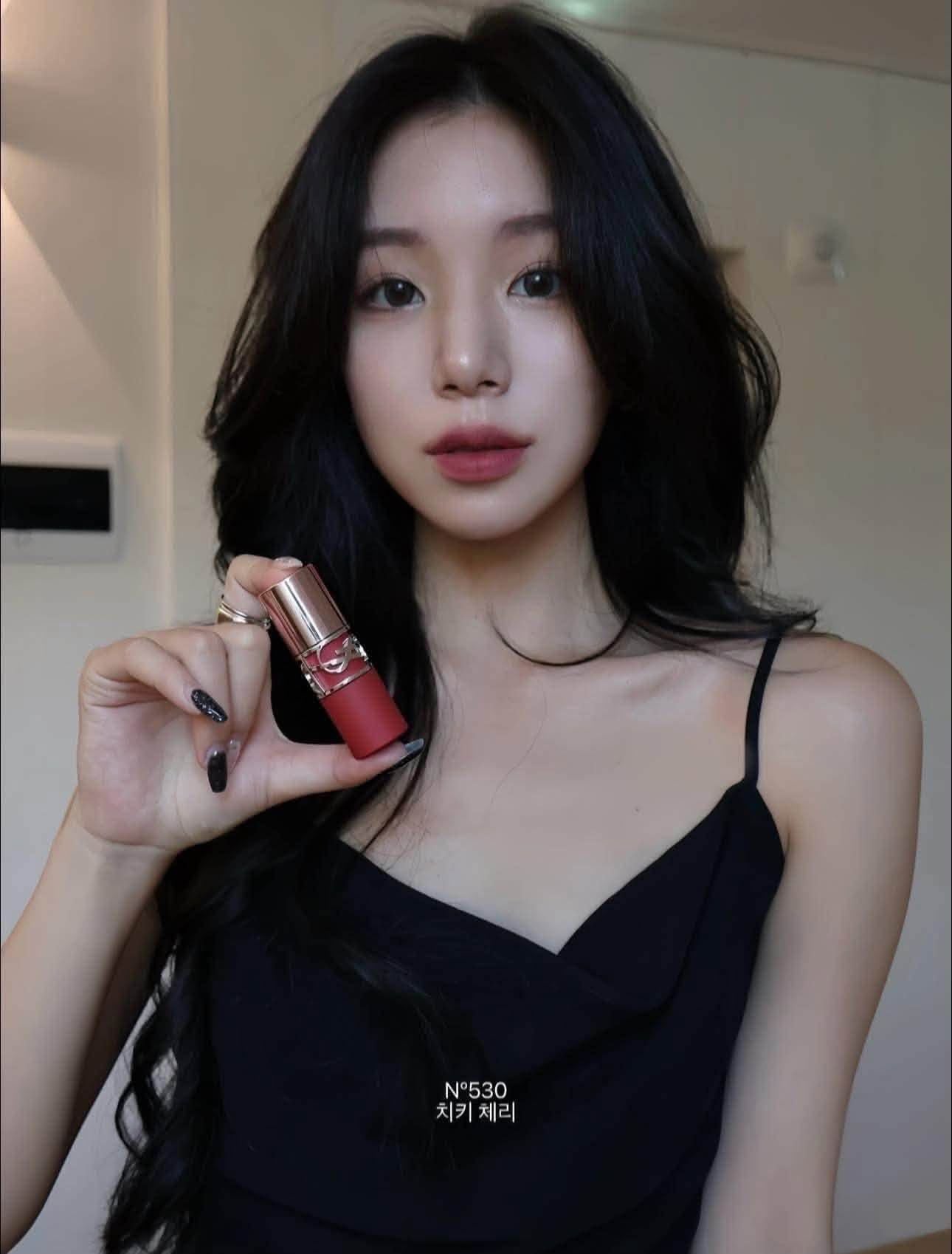  Son Kem Yves Saint Laurent YSL Lovenude Lip Stain 530 Cheeky Cherry – Màu Đỏ Cherry -  Tặng Kèm Túi Giấy YSL 