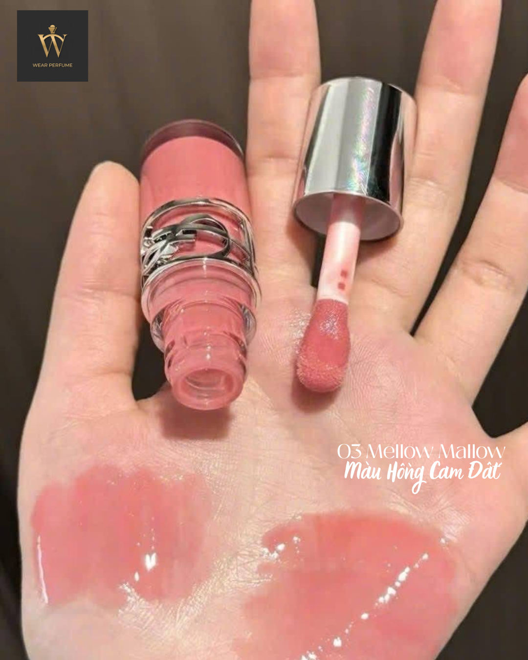  Son YSL Loveshine Plumping Lip Oil Gloss 03 Mellow Mallow - Màu Hồng Cam Đất 