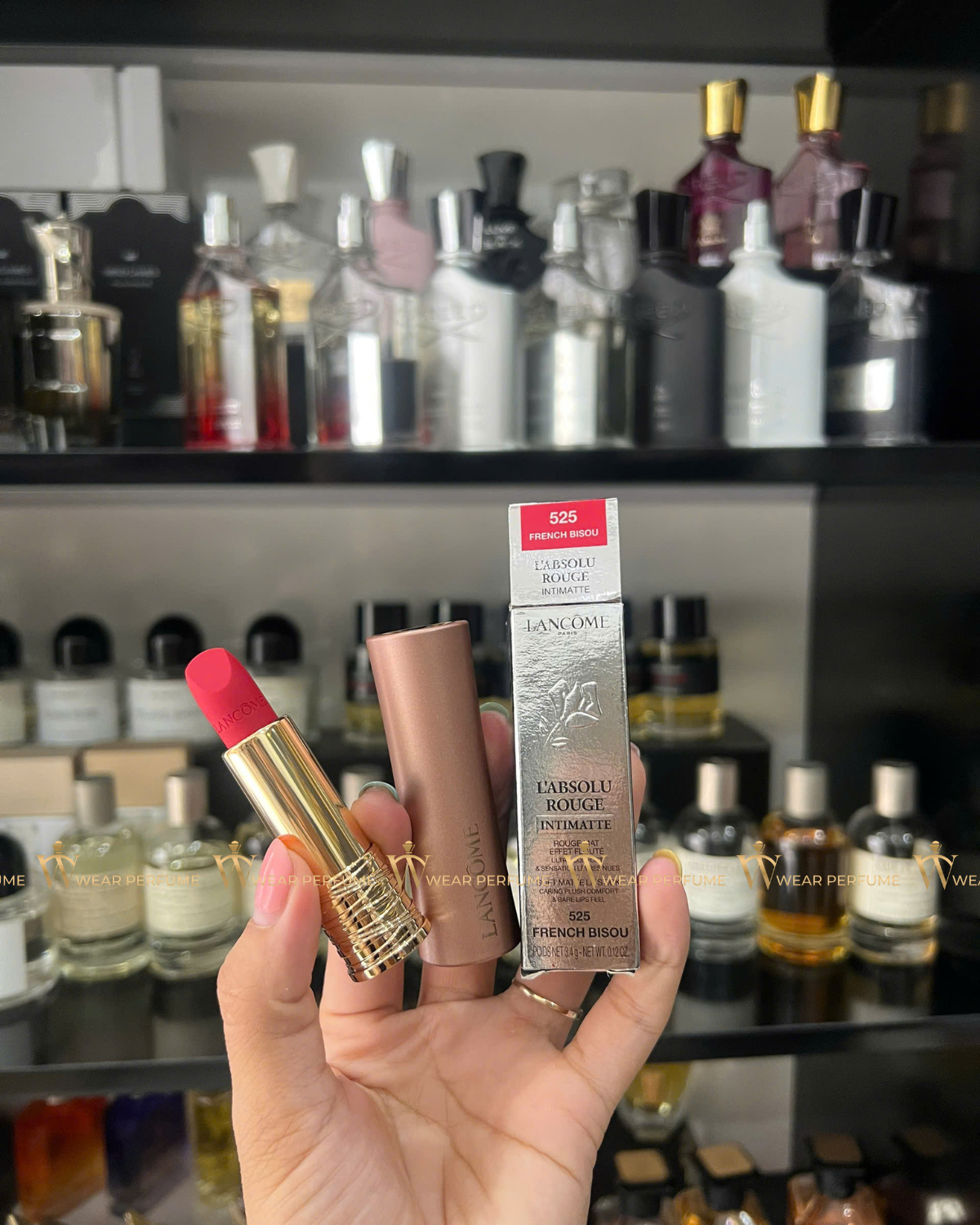  Son Lancome L'Absolu Rouge Intimatte 525 French Bisou - Màu Đỏ Cherry 