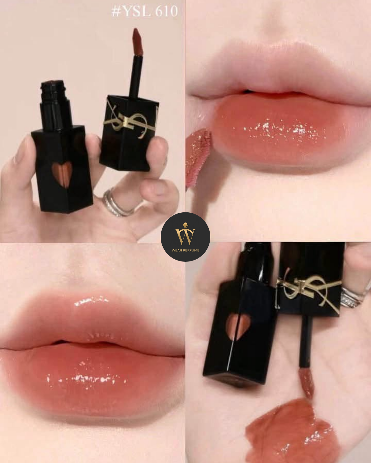  Son YSL The Inks Vinyl Cream 610 Nude Champion – Màu Cam Nude - Tặng Túi hãng YSL 