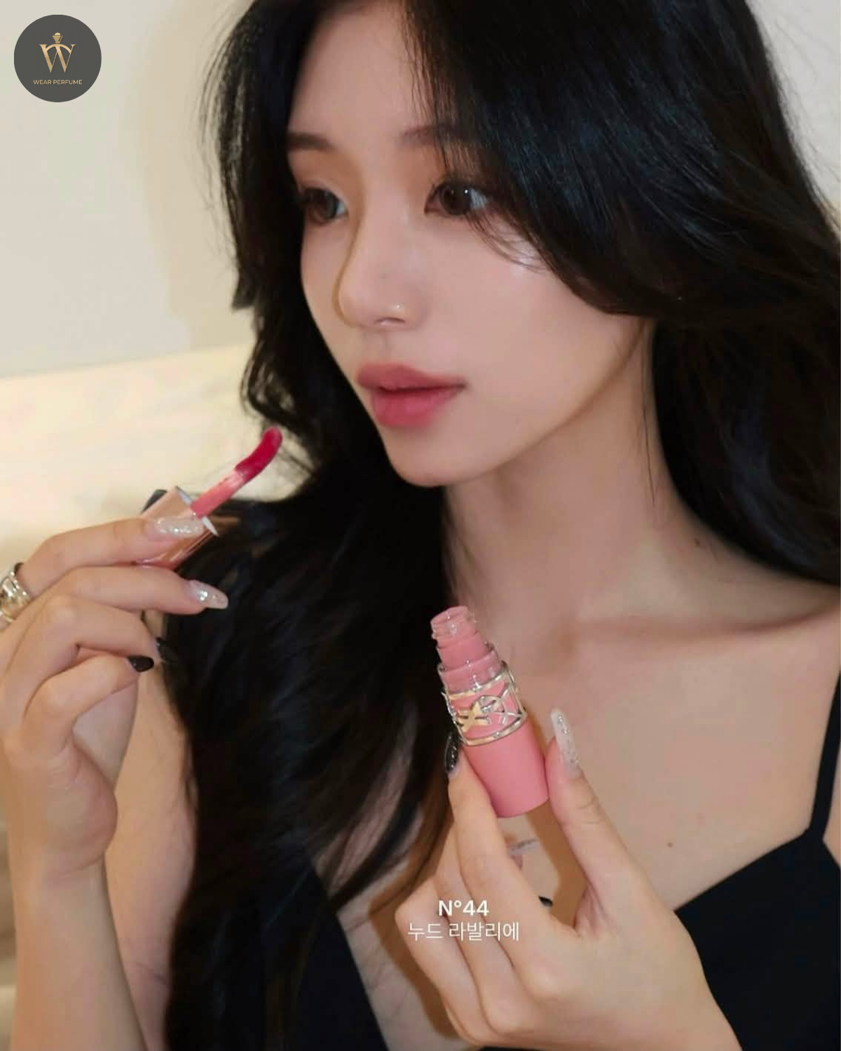  Son Kem YSL Lovenude Lip Stain 44 Nude Lavallière – Màu Hồng Sữa - Tặng Túi Giấy YSL 