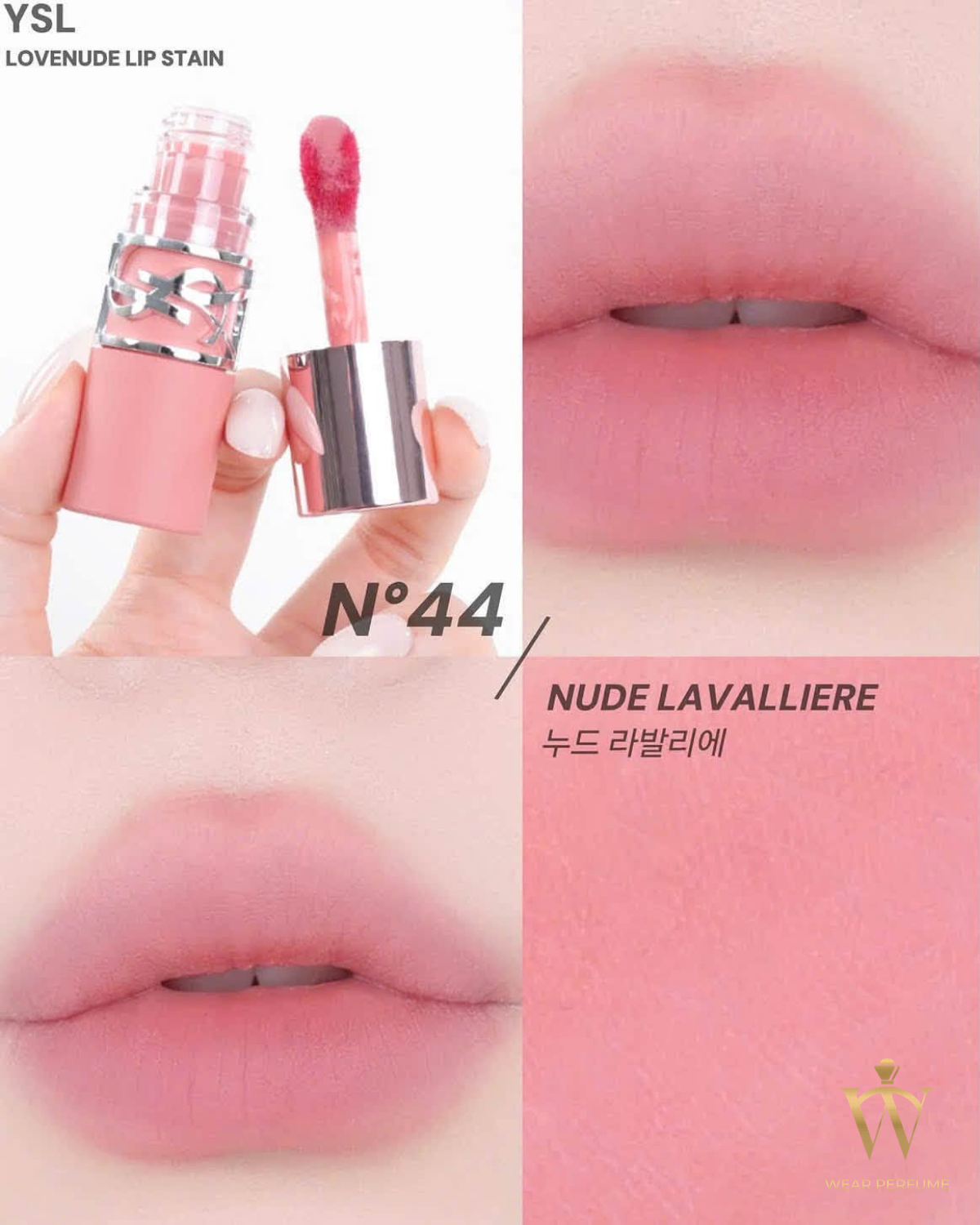  Son Kem YSL Lovenude Lip Stain 44 Nude Lavallière – Màu Hồng Sữa - Tặng Túi Giấy YSL 