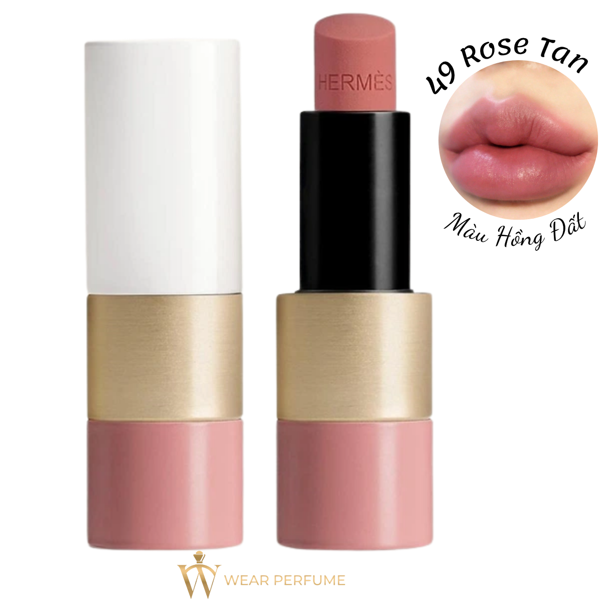  Son Dưỡng Hermès Rosy Lip Enhancer 49 Rose Tan – Màu Hồng Đất 
