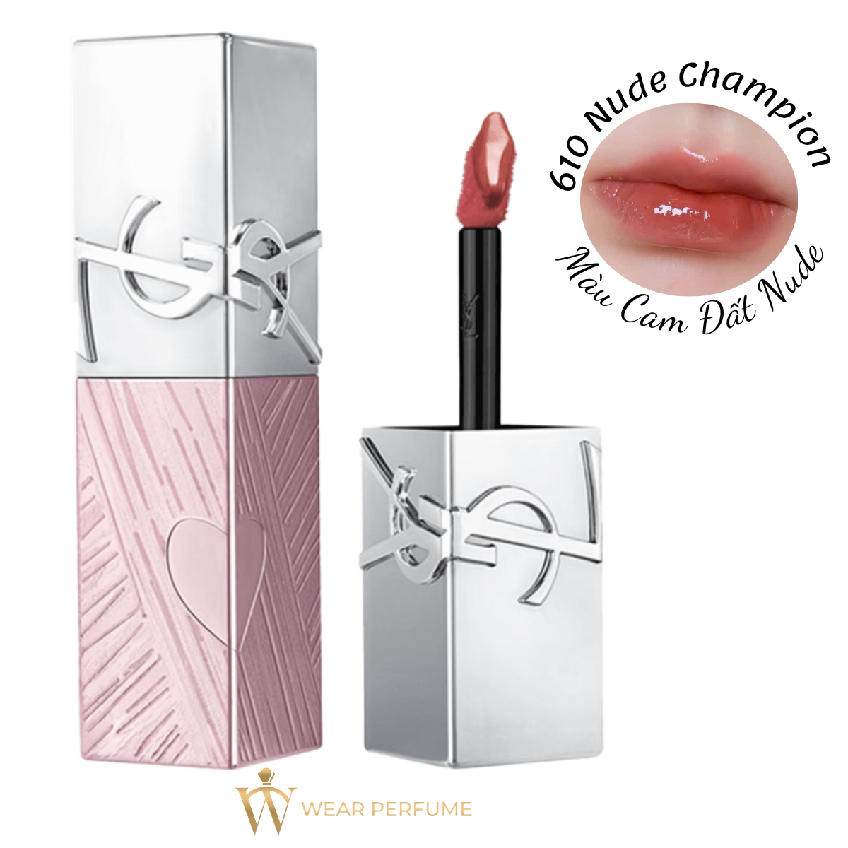  Son Kem Yves Saint Laurent YSL The Inks Vinyl Cream 610 Nude Champion – Màu Cam Đất Nude (Limited 2026) 