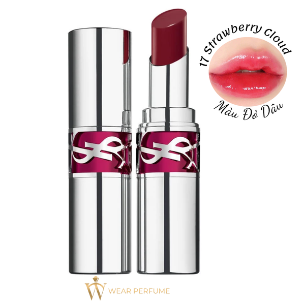  Son YSL Loveshine Candy Glaze 17 Strawberry Cloud - Màu Đỏ Dâu 