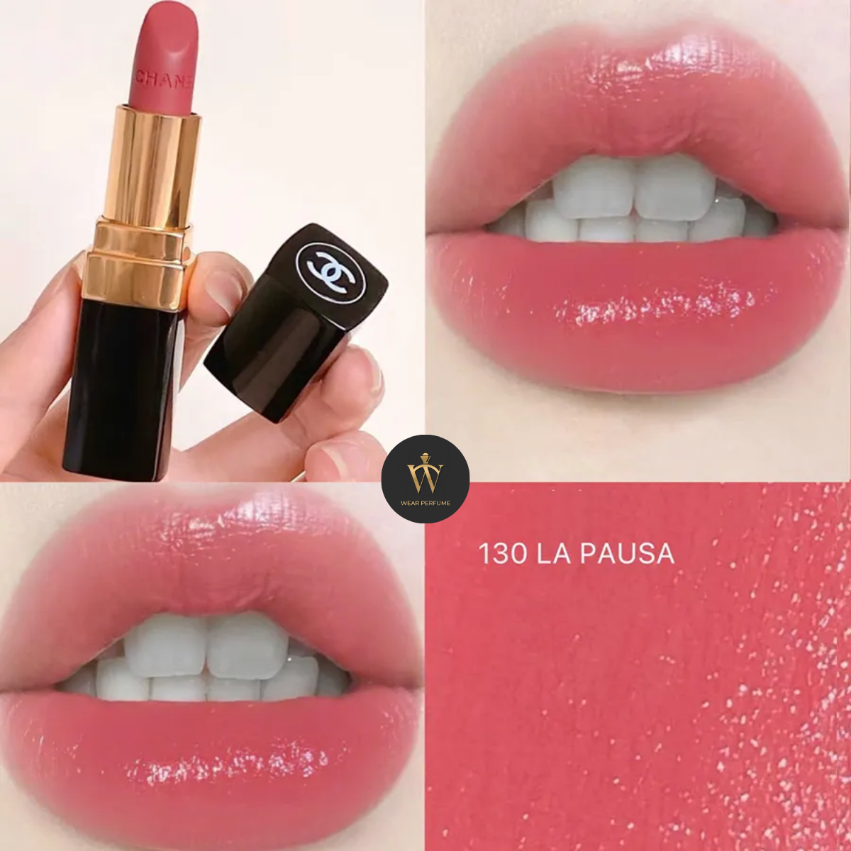  Son Chanel Rouge Coco Longwear Satin Lipstick 130 La Pausa – Màu Hồng Đào Tươi - Tặng kèm túi giấy Chanel 