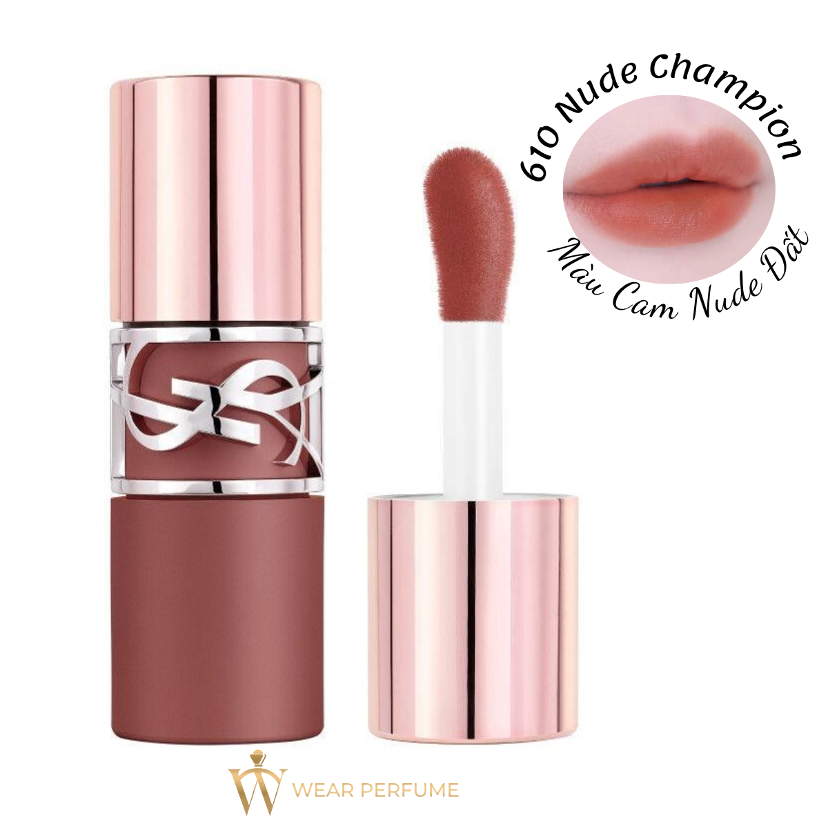  Son Kem Yves Saint Laurent YSL Loveshine Lip Stain 610 Nude Champion – Cam Nâu Nude 6ml -  Tặng Túi Giấy YSL 