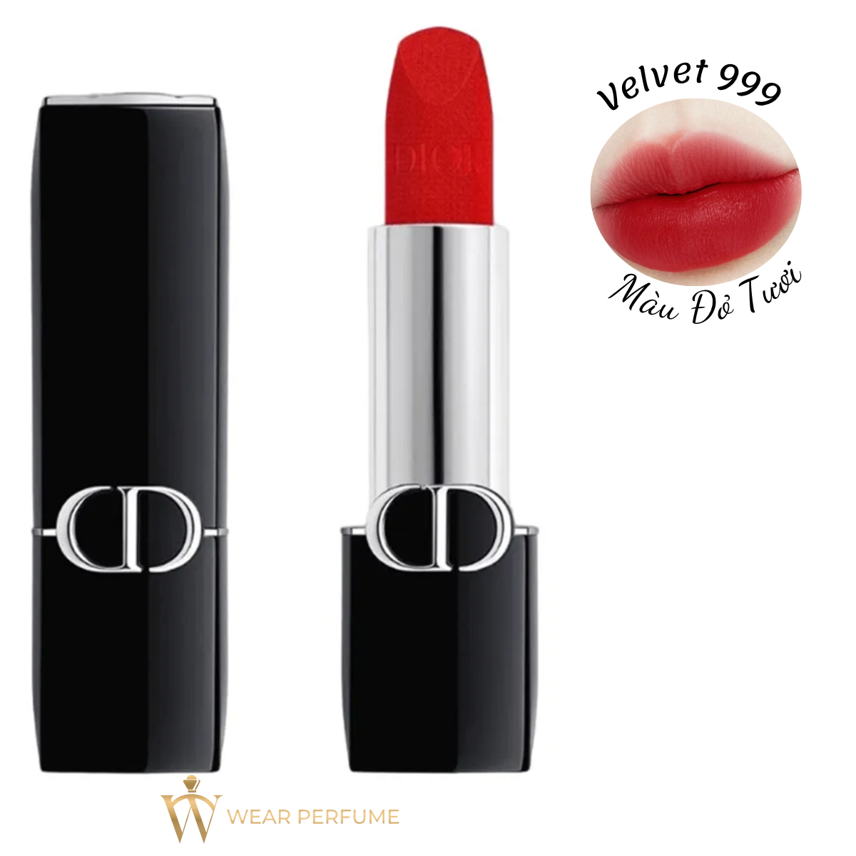  Son Dior Rouge Dior Velvet Finish 999 – Màu Đỏ Tươi 