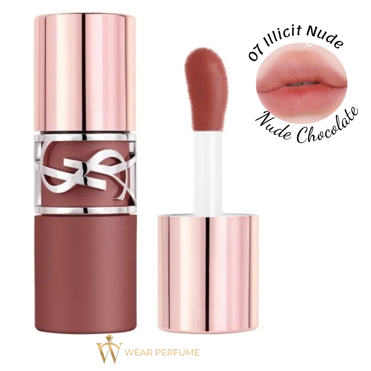  Son Kem YSL Lovenude Lip Stain 07 Illicit Nude – Nâu Nude Tự Nhiên - Tặng túi giấy YSL 