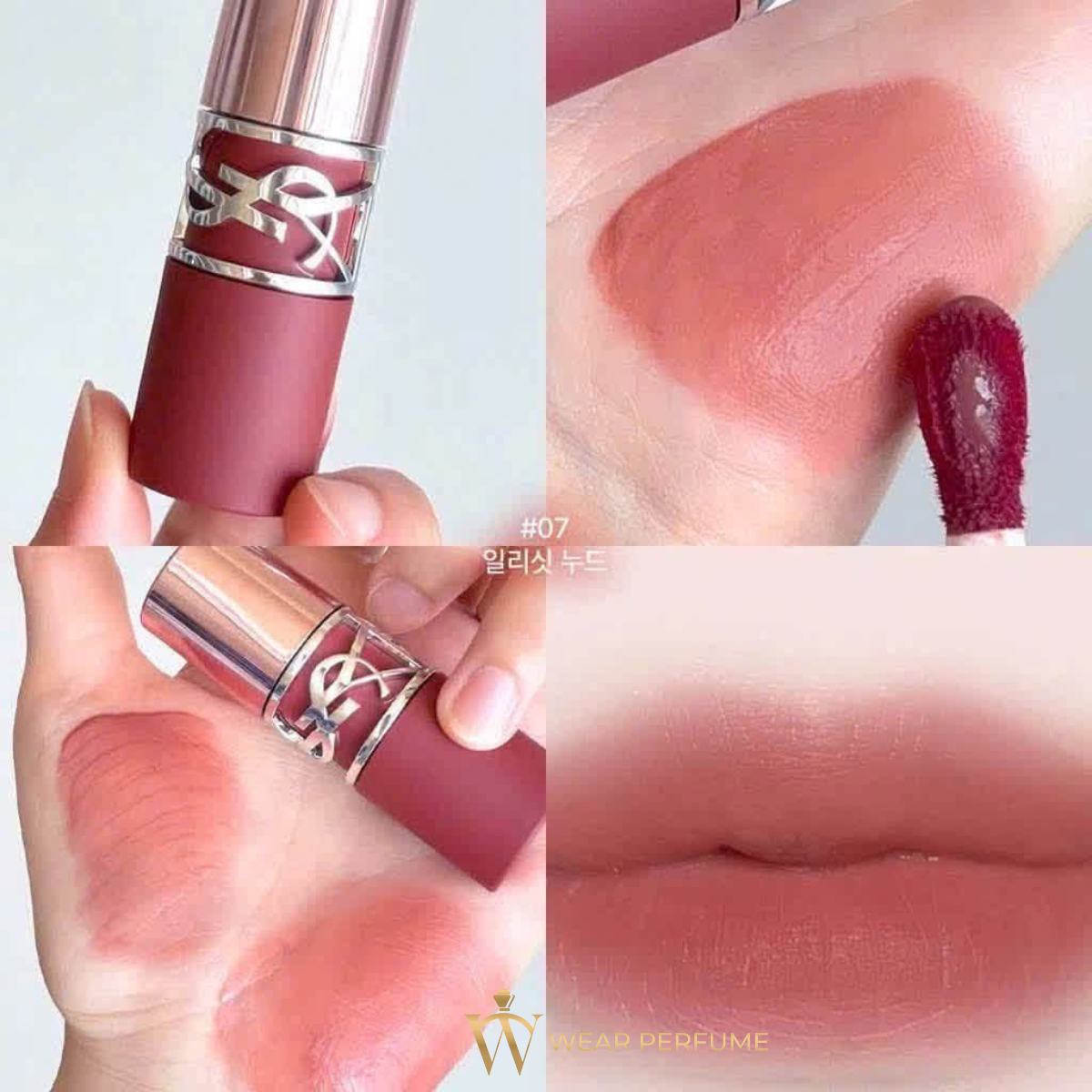  Son Kem YSL Lovenude Lip Stain 07 Illicit Nude – Nâu Nude Tự Nhiên - Tặng túi giấy YSL 