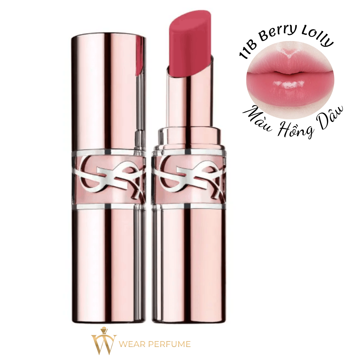  Son Dưỡng YSL Loveshine Candy Glow 11B Berry Lolly – Màu Hồng Dâu - Tặng túi giấy YSL 