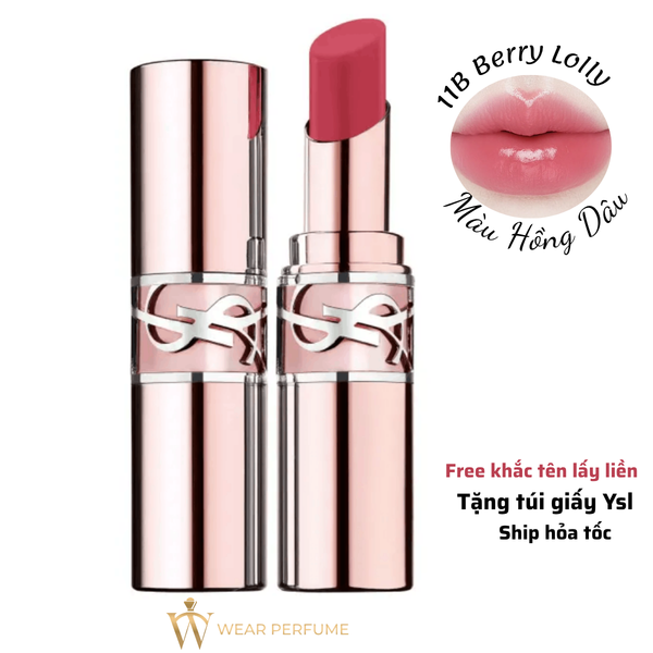  Son Dưỡng YSL Loveshine Candy Glow 11B Berry Lolly – Màu Hồng Dâu - Tặng túi giấy YSL 
