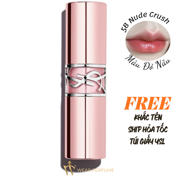  Son YSL Loveshine Candy Glow 5B Nude Crush - Màu Đỏ Nâu (Tặng Túi Giấy YSL) 