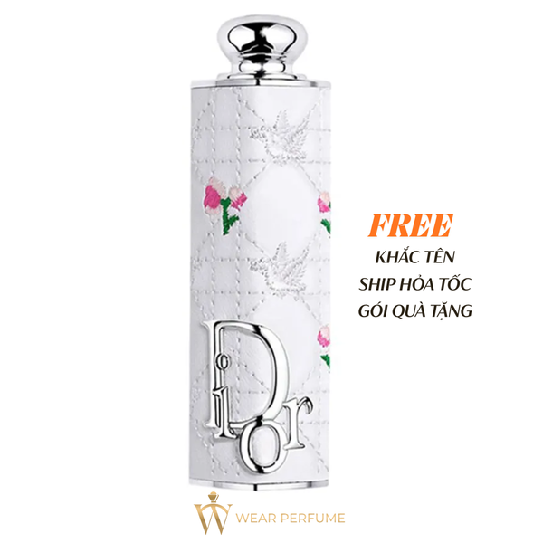  Vỏ Son Môi Dior Addict Lipstick Case Flowery Cannage Limited Màu Trắng 