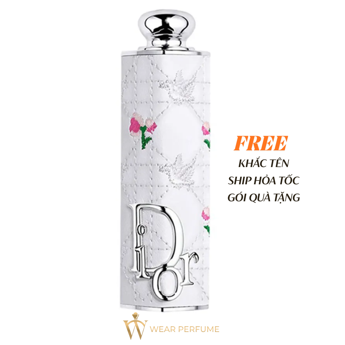  Vỏ Son Môi Dior Addict Lipstick Case Flowery Cannage Limited Màu Trắng 