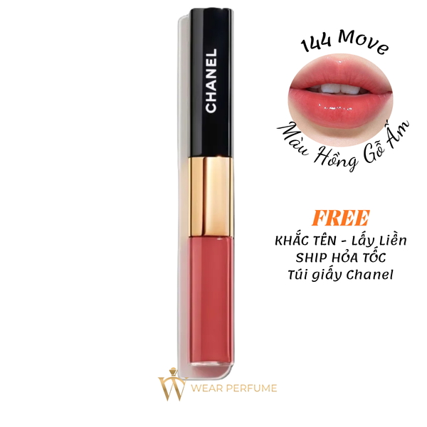  Son Kem Chanel Le Rouge Duo Ultra Tenue 144 Move – Màu Hồng Gỗ Ấm 