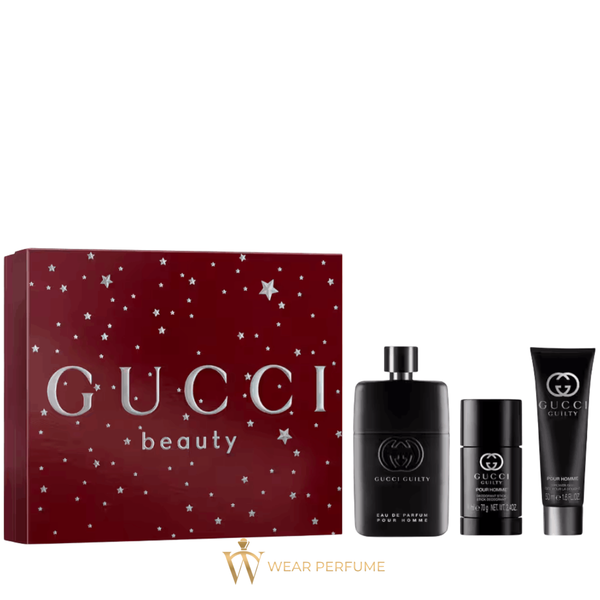  Gift Set Gucci Guilty Pour Homme Eau de Parfum 3pcs ( EDP 90ml & EDP 15ml & Deodorant Stick 75g ) 