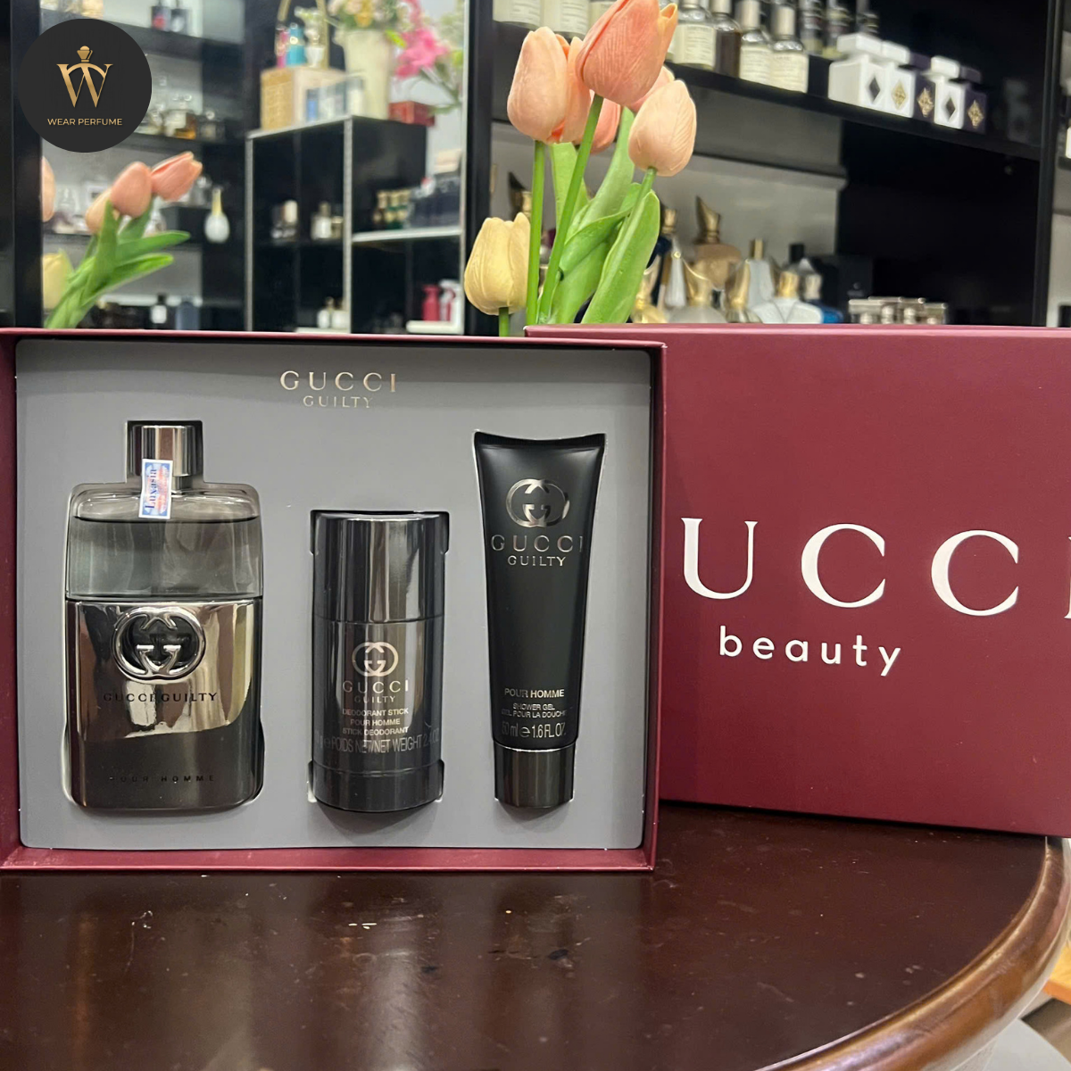  GiftSet Nước Hoa Gucci Guilty Pour Homme EDT ( 90ML + 50ML+ Lăn Khử Mùi ) 