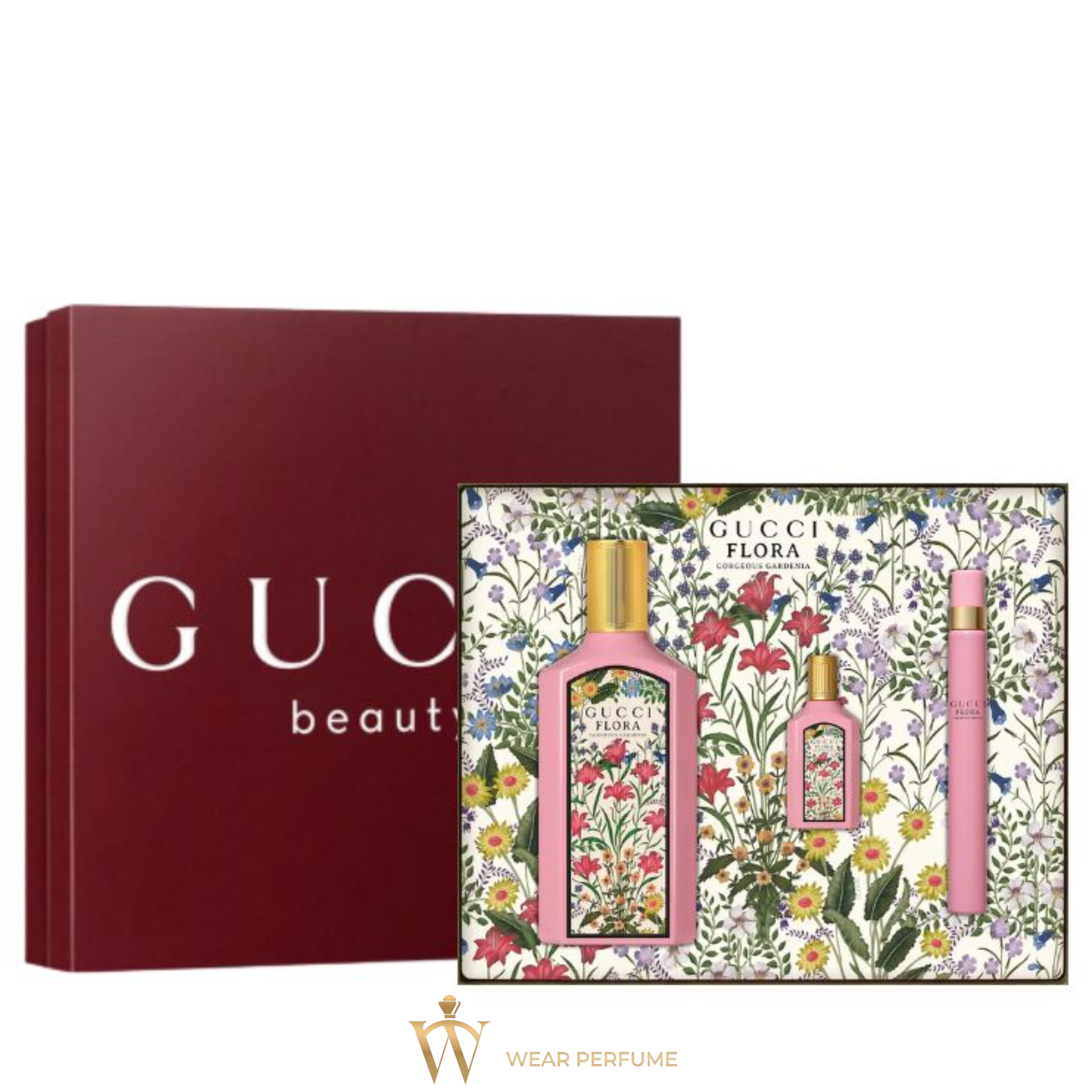  Gift Set Gucci Flora Gorgeous Gardenia Eau de Parfum 3pcs ( EDP 100ml & EDP 5ml & EDP 10ml ) 