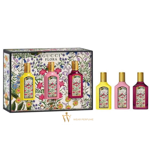  Set Nước Hoa Nữ Gucci Mini Flora EDP 3 Món (3chai x 5ml) 
