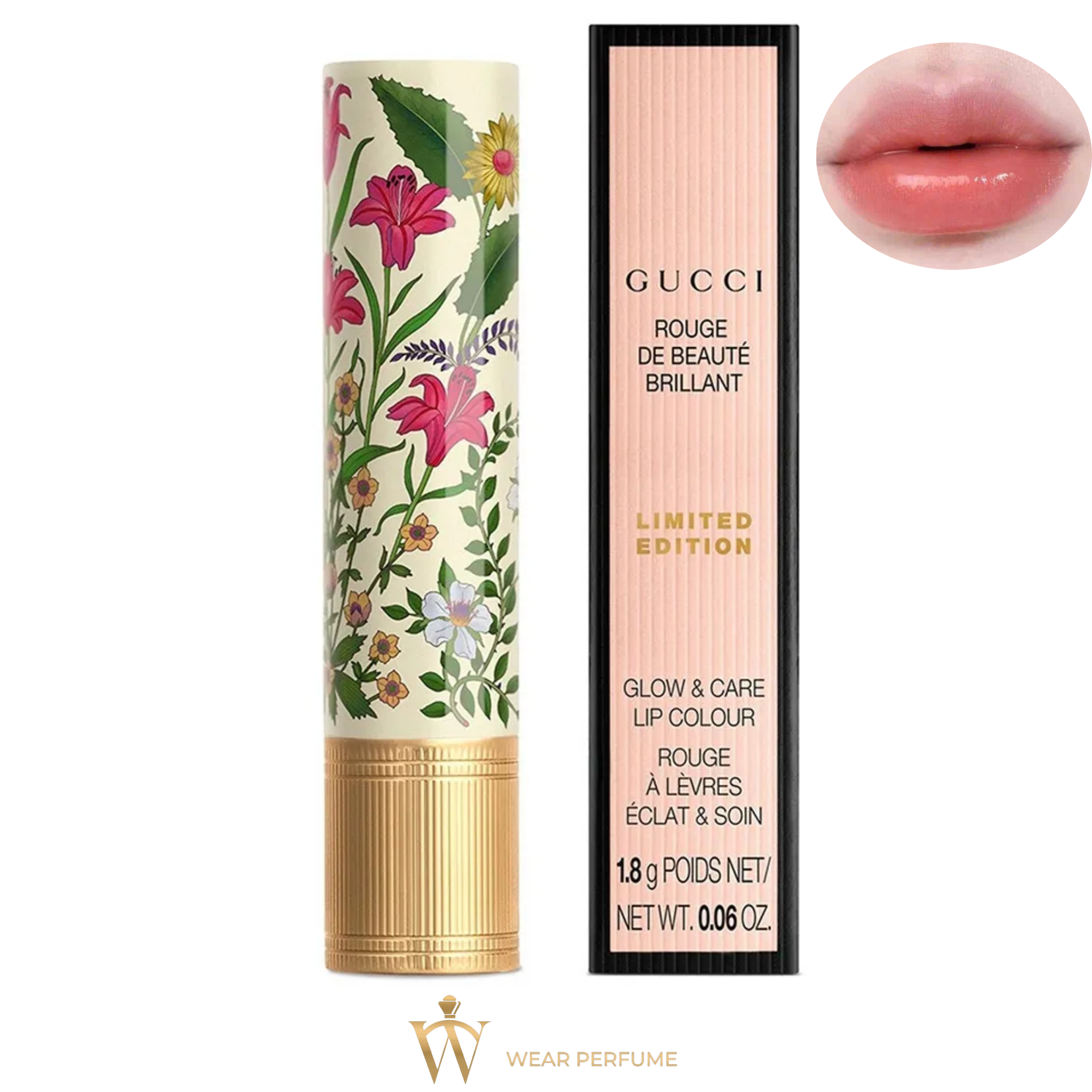  Son Gucci Rouge De Beaute Brillant Flora Limited Edition 208 They Met In Argentina - Màu Hồng Đất Nude 