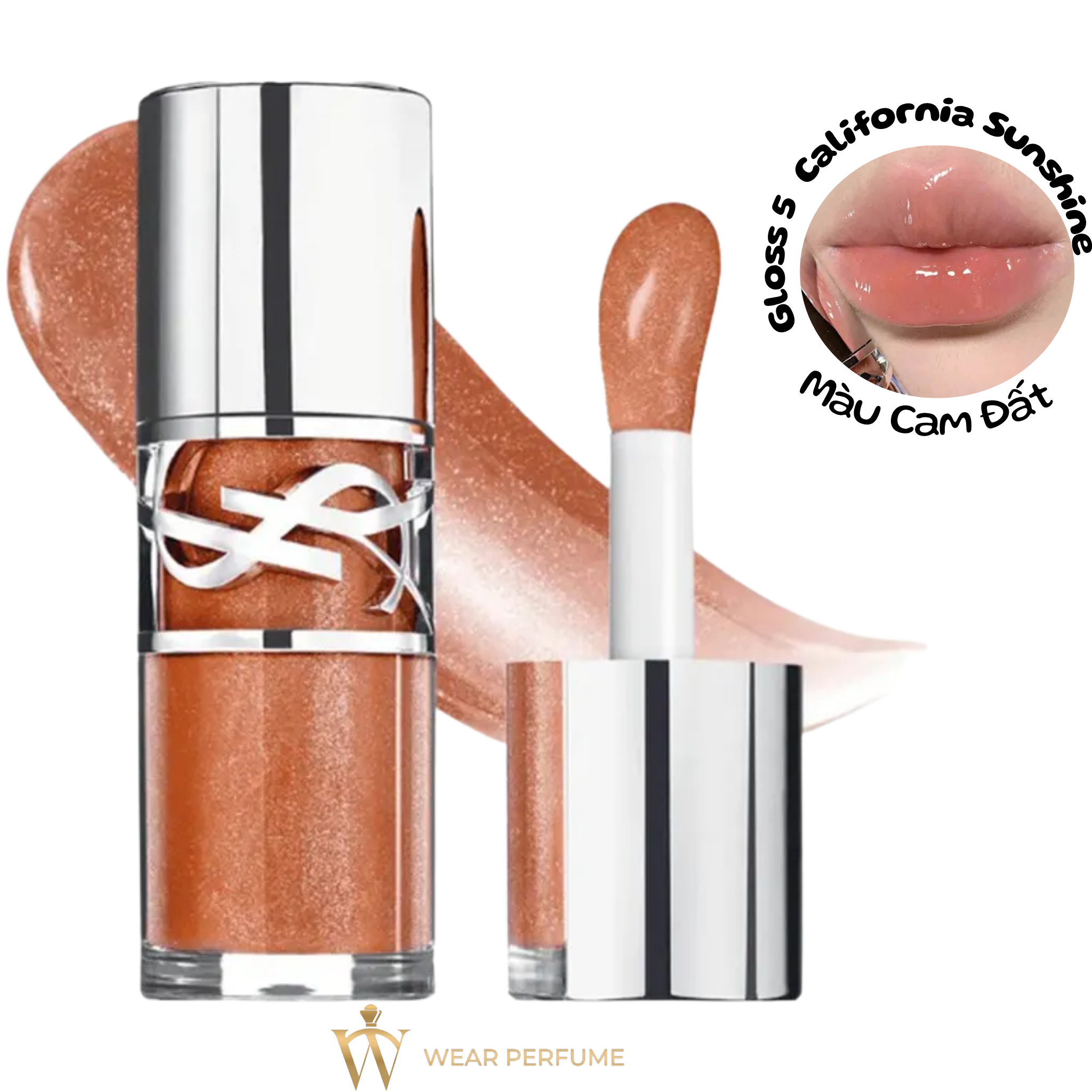  Son YSL Loveshine Plumping Lip Oil Gloss 5 California Sunshine - Màu Cam Đất 