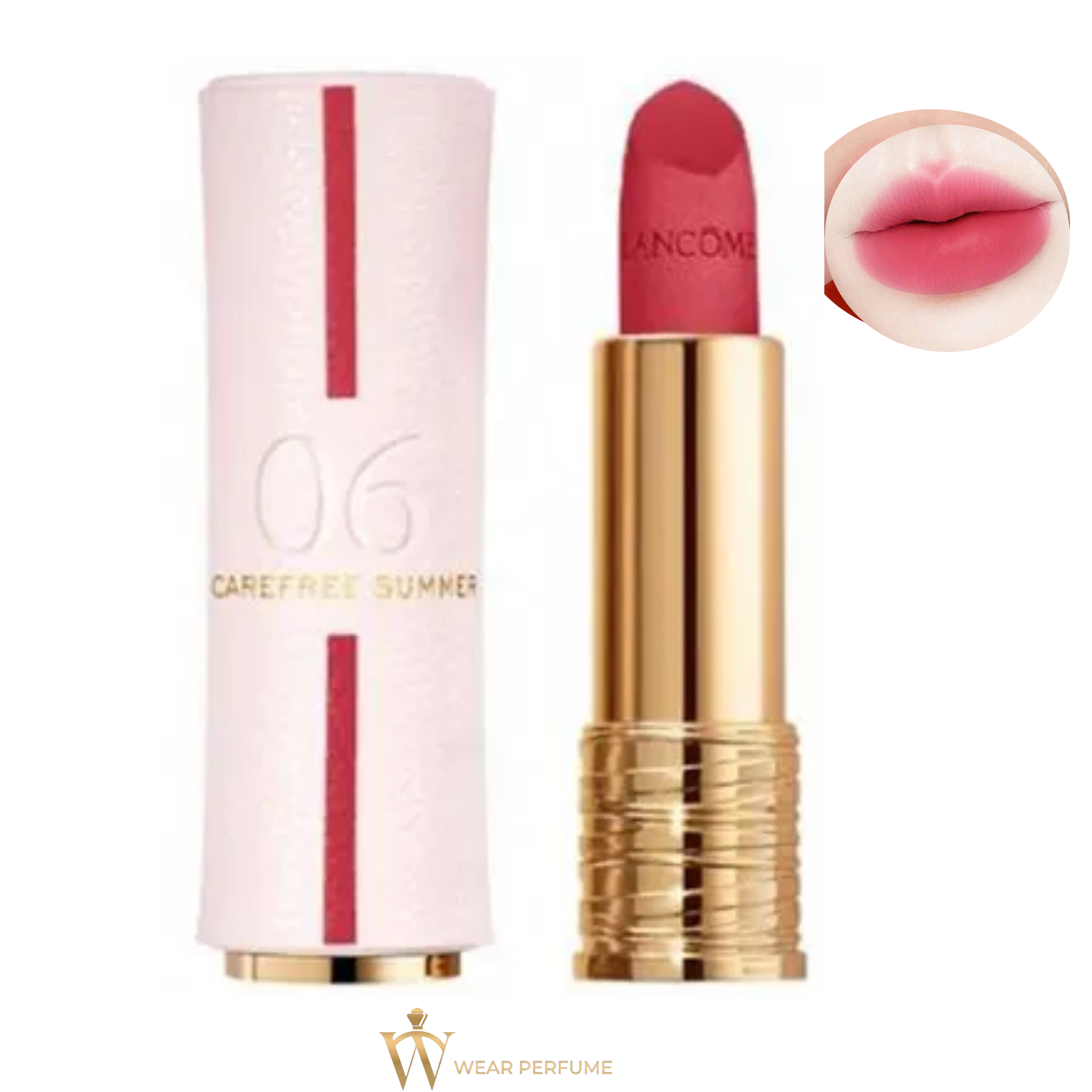  Son Lancome L'Absolu Rouge Drama Matte 06 Carefree Summer - Hồng Sen (Phiên bản Limited 2025) ( Fullbox và Túi hãng) 