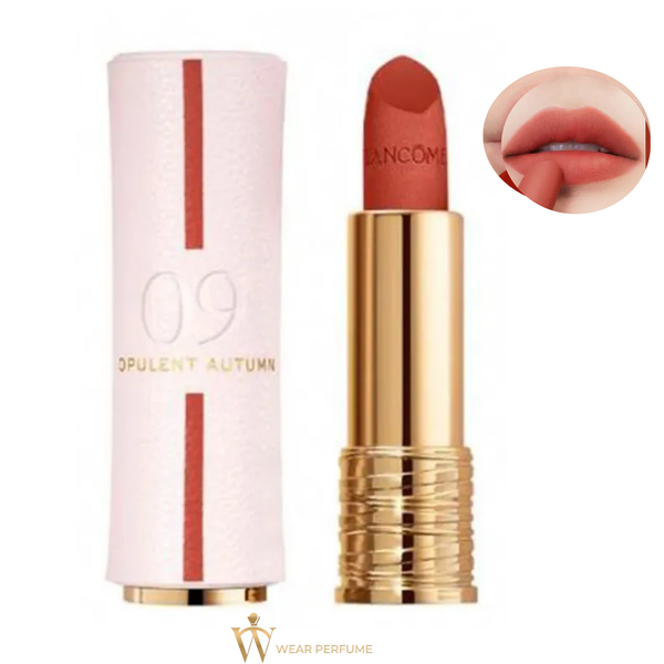  Son Lancôme Absolute Perfect Lipstick Velvet Matte Lucky Limited Edition 09 Opulent Autumn - Màu Cam Đất (Fullbox và Túi Hãng) 
