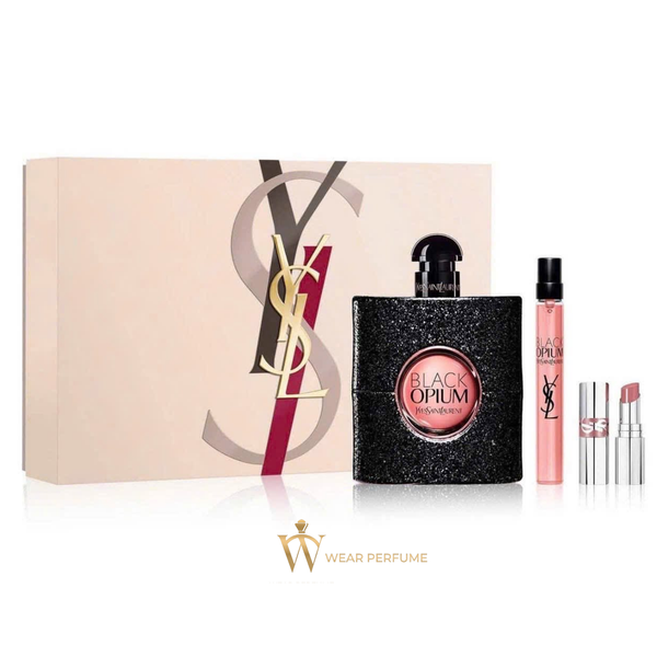  Set Nước Hoa Nữ Yves Saint Laurent YSL Black Opium EDP Set 3 Món (90ml + Mini 10ml + Son) 