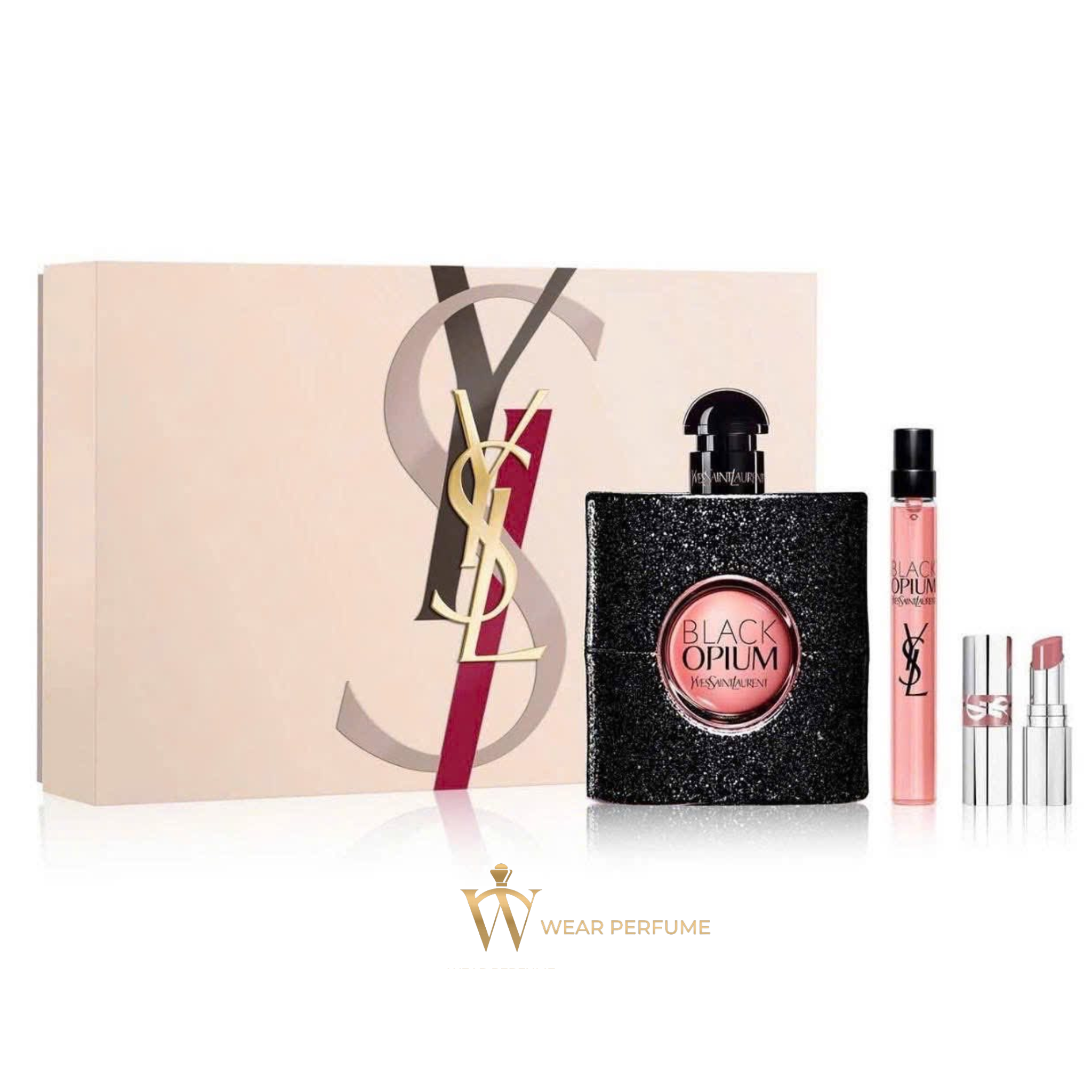  Set Nước Hoa Nữ Yves Saint Laurent YSL Black Opium EDP Set 3 Món (90ml + Mini 10ml + Son) 