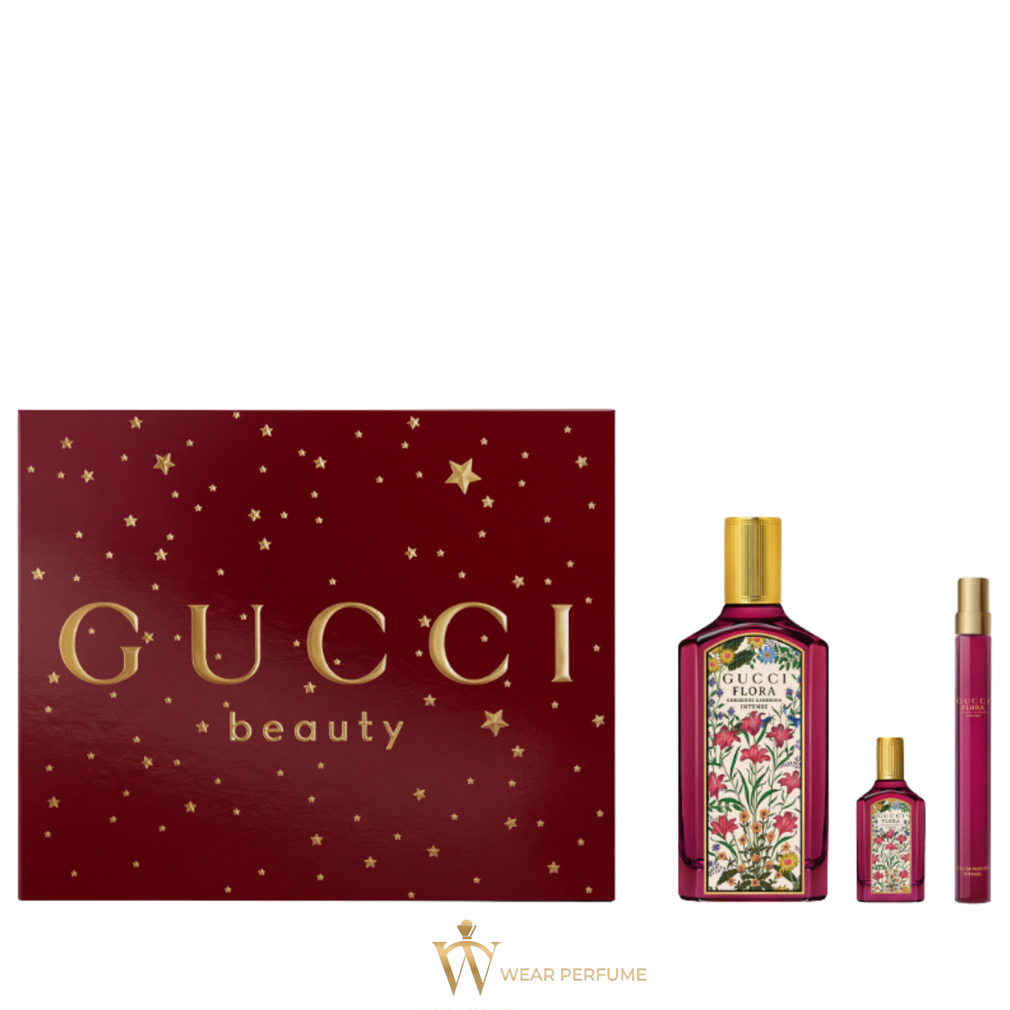  Gift Set Gucci Flora Gorgeous Gardenia Intense ( 100ml + 5ml +10ml) 