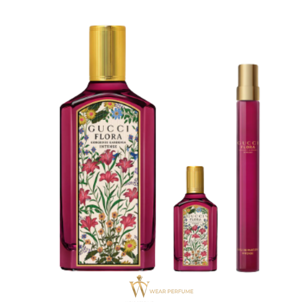  Gift Set Gucci Flora Gorgeous Gardenia Intense ( 100ml + 5ml +10ml) 