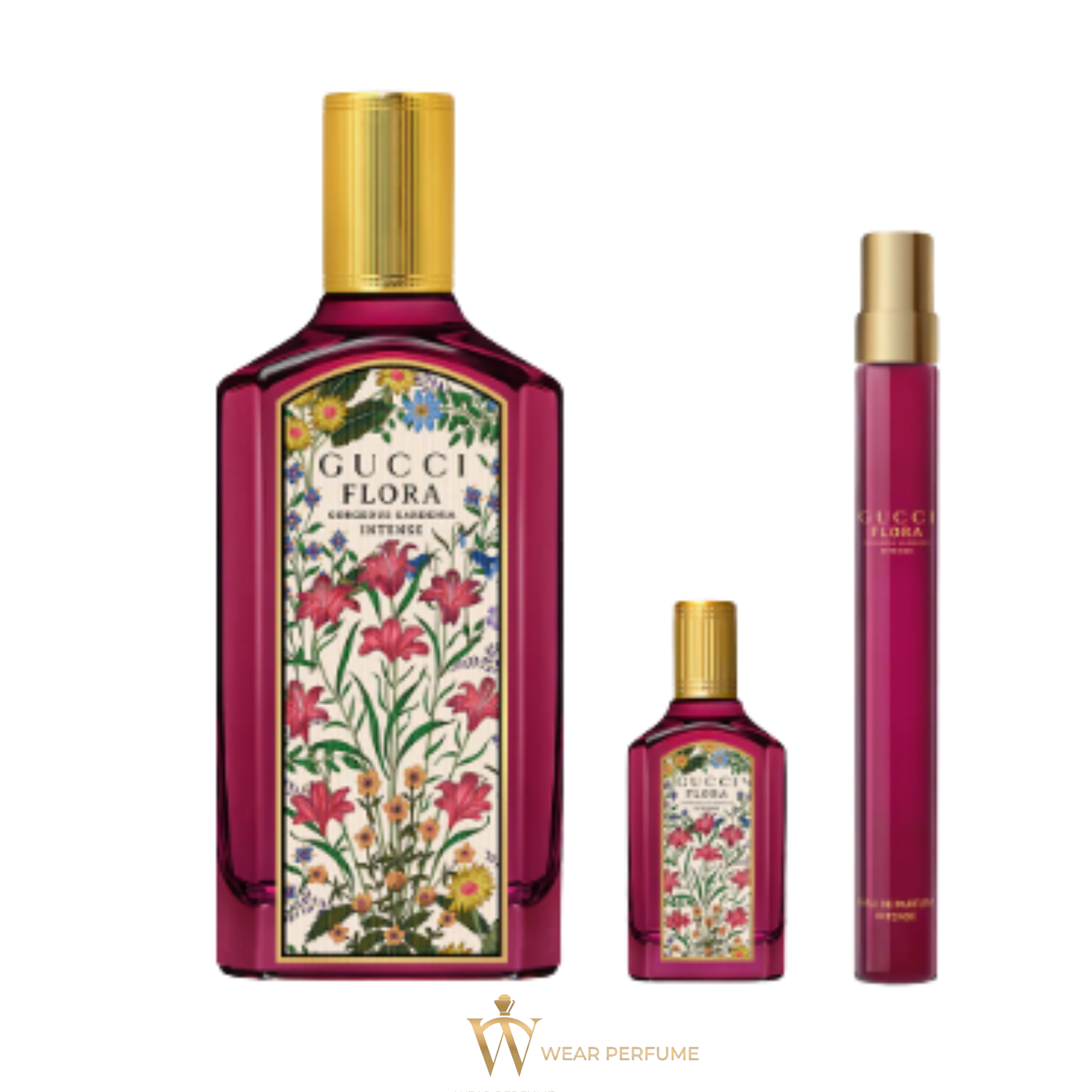  Gift Set Gucci Flora Gorgeous Gardenia Intense ( 100ml + 5ml +10ml) 