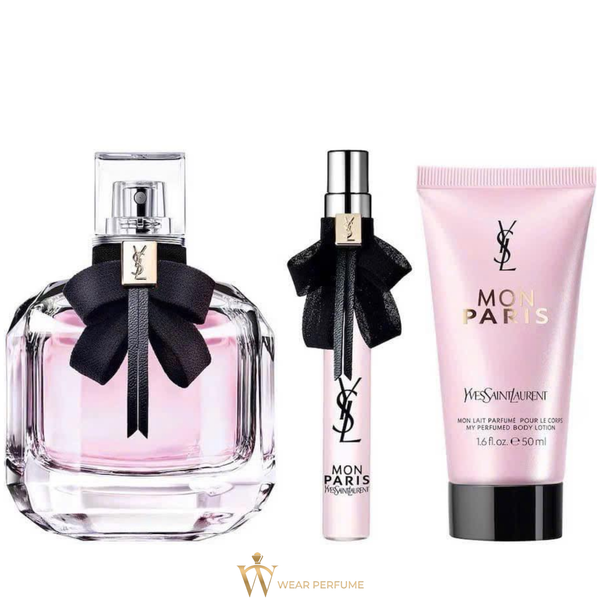  Giftset Nước Hoa Nữ Yves Saint Laurent YSL Mon Paris EDP Set 3 Món (90ml + Body Lotion 50ml + Mini 10ml) 
