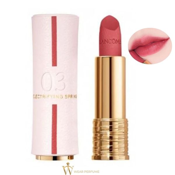  Son Lancôme Absolute Perfect Lipstick Velvet Matte Lucky Limited Edition 03 Electrifying Spring - Màu Hồng Đào Baby (Fullbox và Túi) 