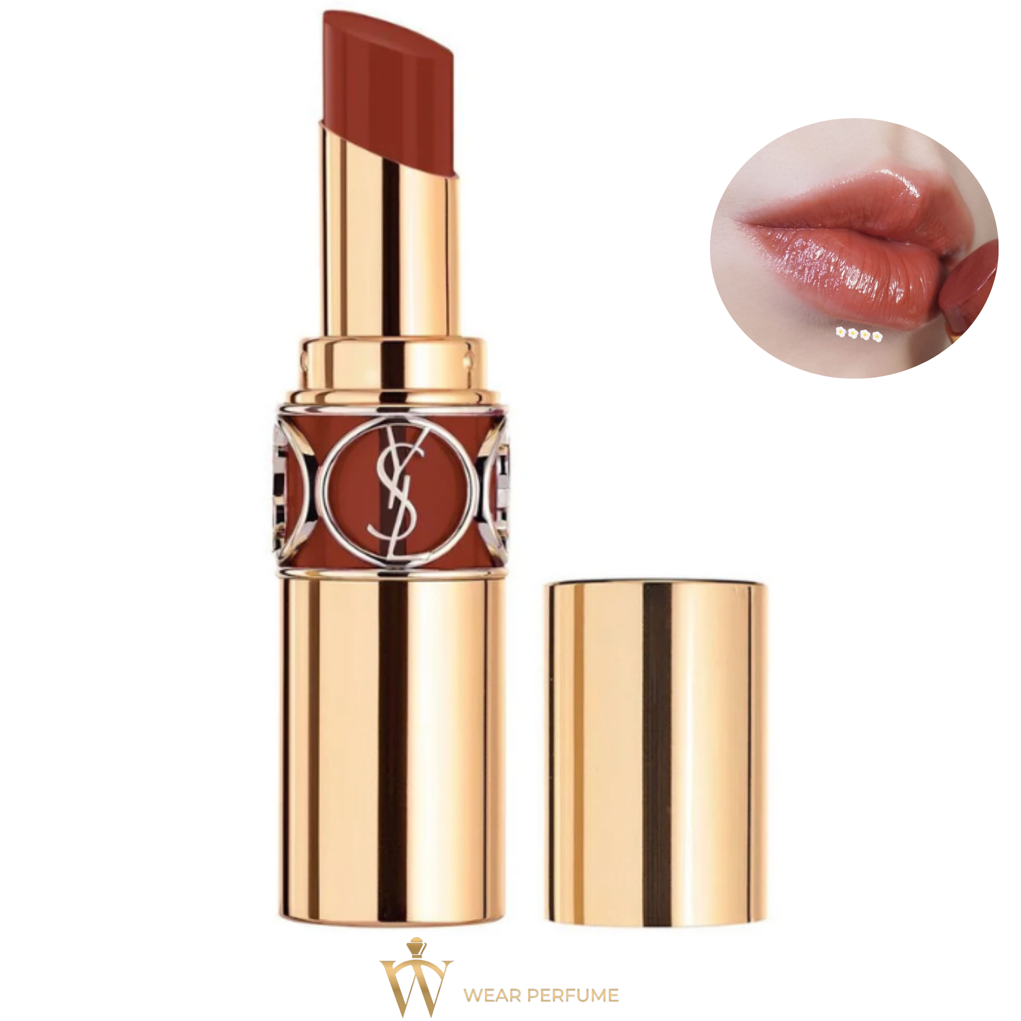  Son Dưỡng Yves Saint Laurent YSL Rouge Volupté Shine 122 Brick Brown - Màu Cam Đỏ Đất 