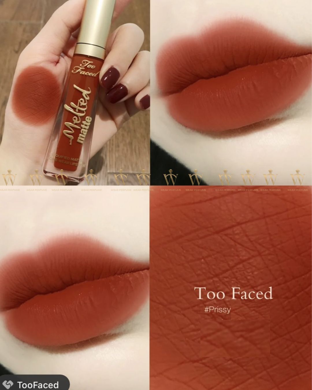  Son Too Faced Melted Matte Liquified Long Wear Lipstick Prissy- Màu Cam Cháy 