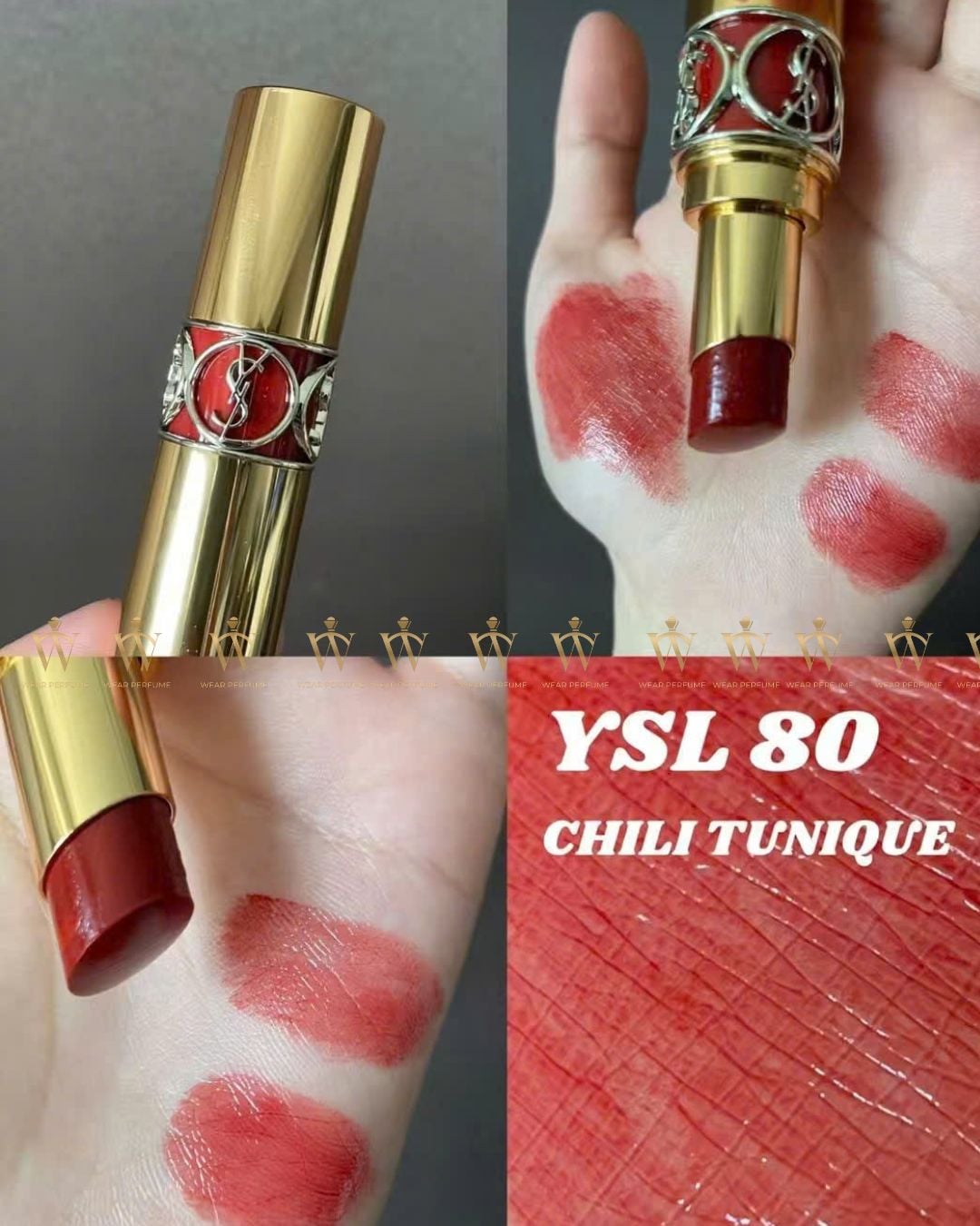 Son Dưỡng YSL Rouge Volupté Shine 80 Chili Tunique Màu Đỏ Gạch