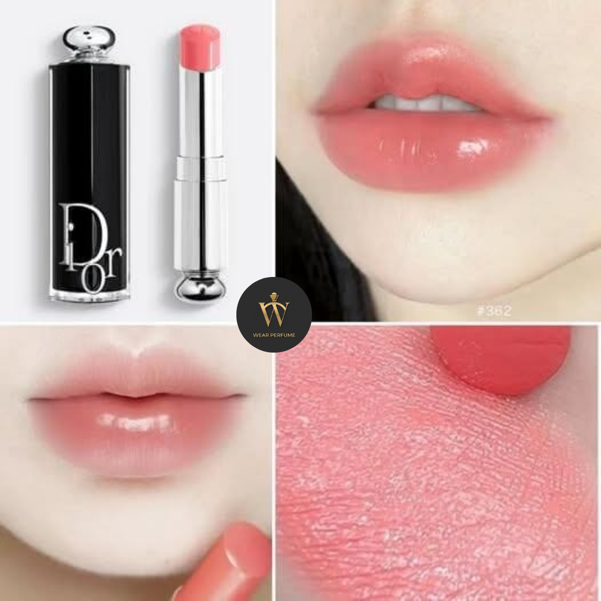  Son Dior Addict Rouge Shine 362 Rose Bonheur - Màu Hồng Cam Baby 