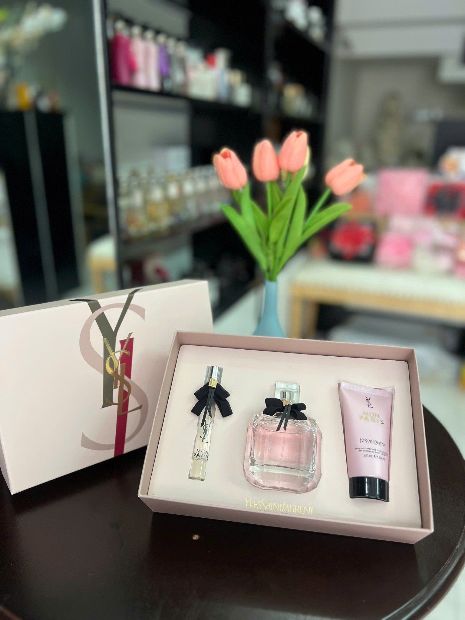  Giftset Nước Hoa Nữ Yves Saint Laurent YSL Mon Paris EDP Set 3 Món (90ml + Body Lotion 50ml + Mini 10ml) 