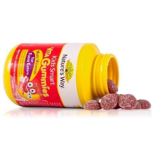  [HÀNG ORDER] Kẹo gum mềm vitamin cho bé từ 2 tuổi biếng ăn Nature's Way-Kids Smart Vita Gummies Multivitamin for Fussy Eaters 60 Pastilles 