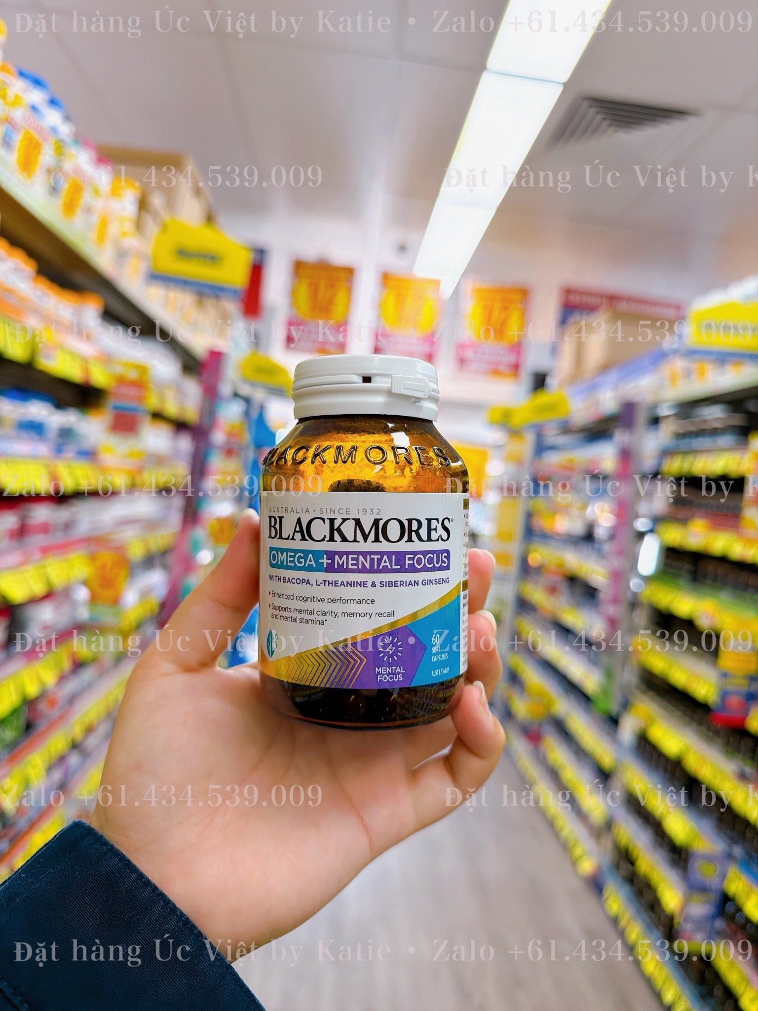  [HÀNG ORDER] Dầu cá Omega hỗ trợ trí nhớ Blackmores Omega + Mental Focus 60 viên 