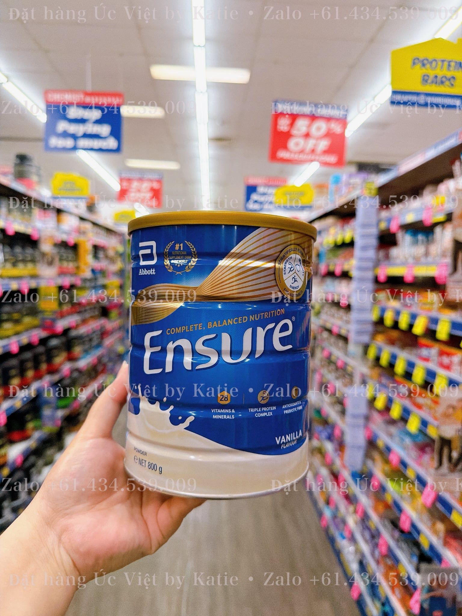 Sữa Ensure Úc Vani BAY AIR Date 2028 - MẪU MỚI 800G 