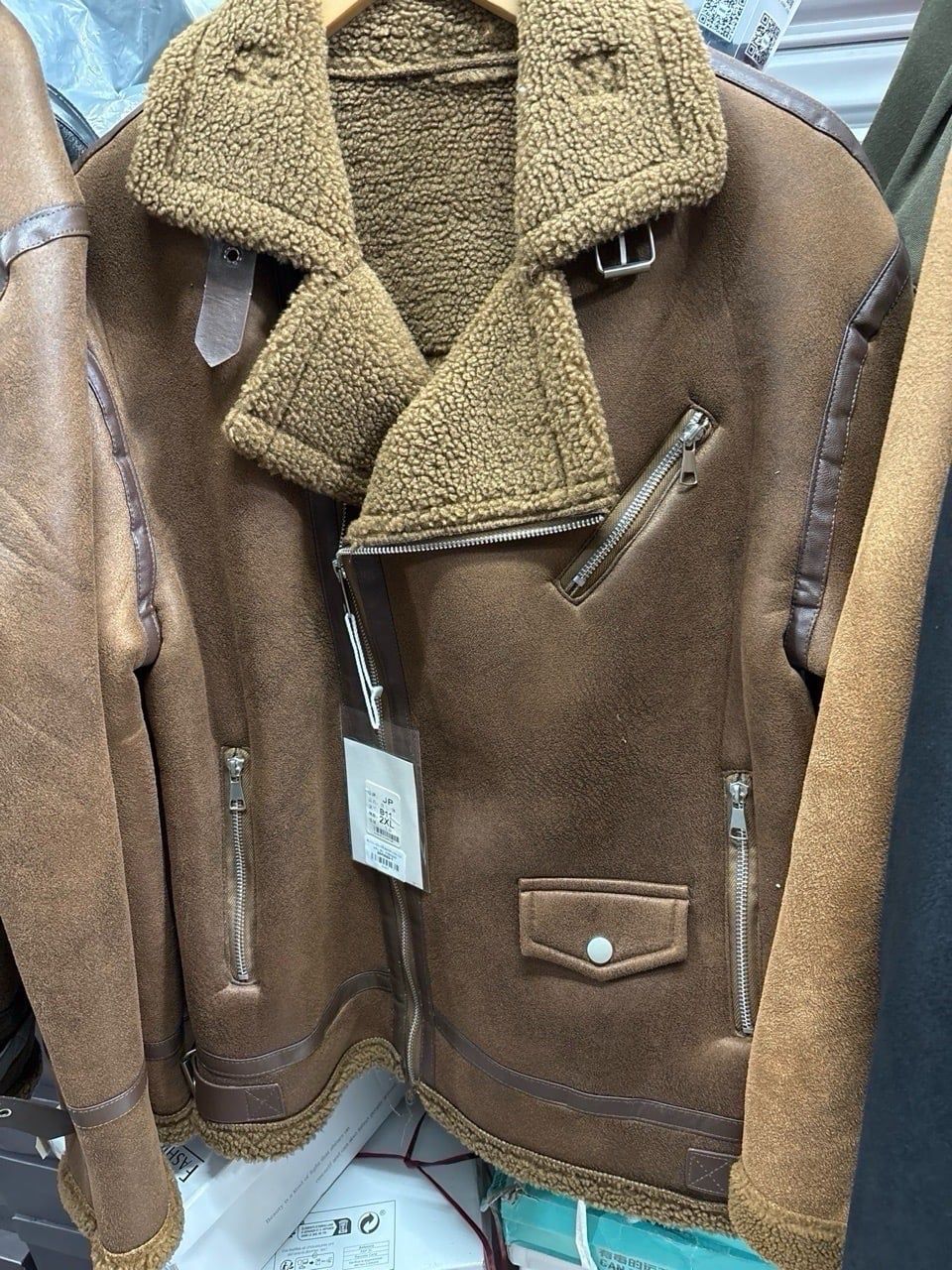  ÁO DA LỘN CỔ BIKER LÔG CỪU 