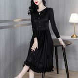  ĐẦM LY TAY DÀI CỔ TRÒN 