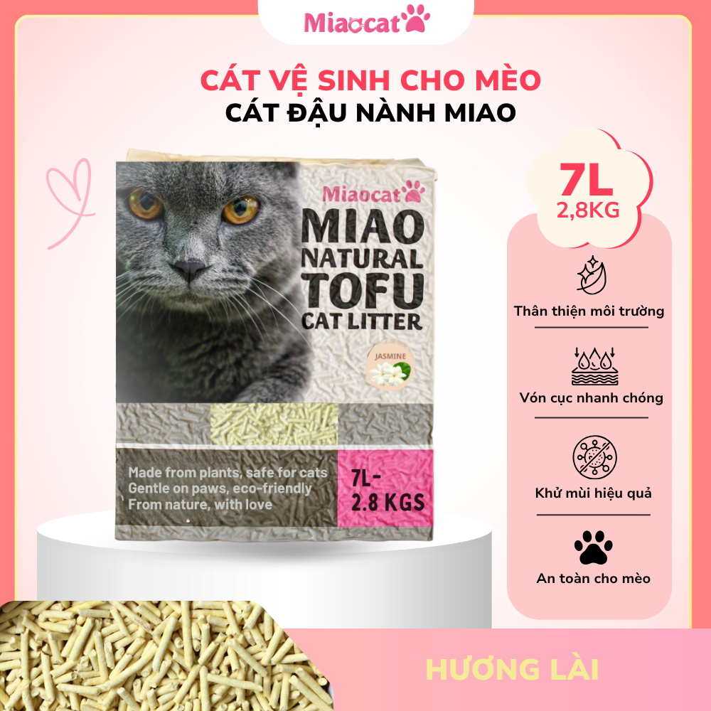 Cát vệ sinh đậu nành MIAO 7L cho mèo - Hương Lài 