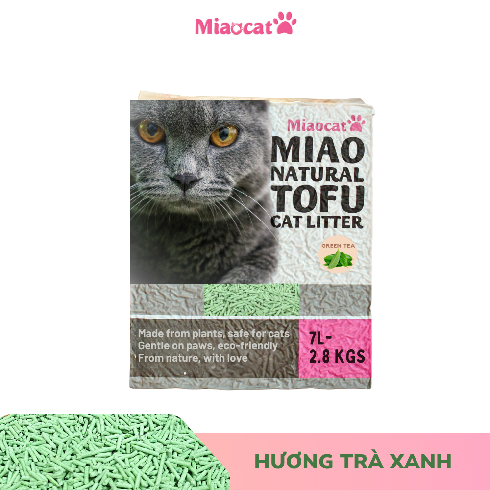  Cát vệ sinh đậu nành MIAO 7L cho mèo - Hương Trà Xanh 