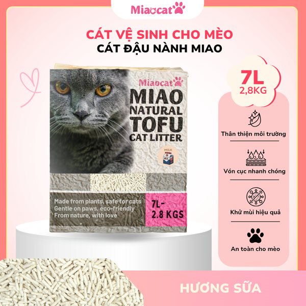  Cát vệ sinh đậu nành MIAO 7L cho mèo - Hương Đậu & Sữa 