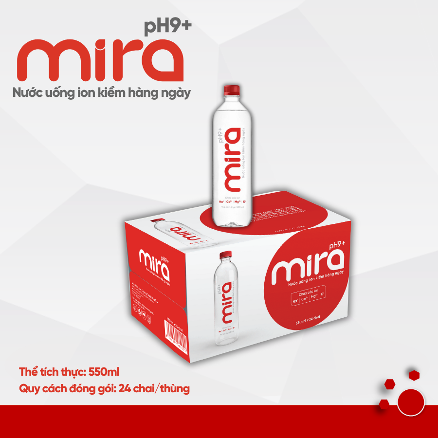 Nước uống ion kiềm Mira pH9+ 550ml