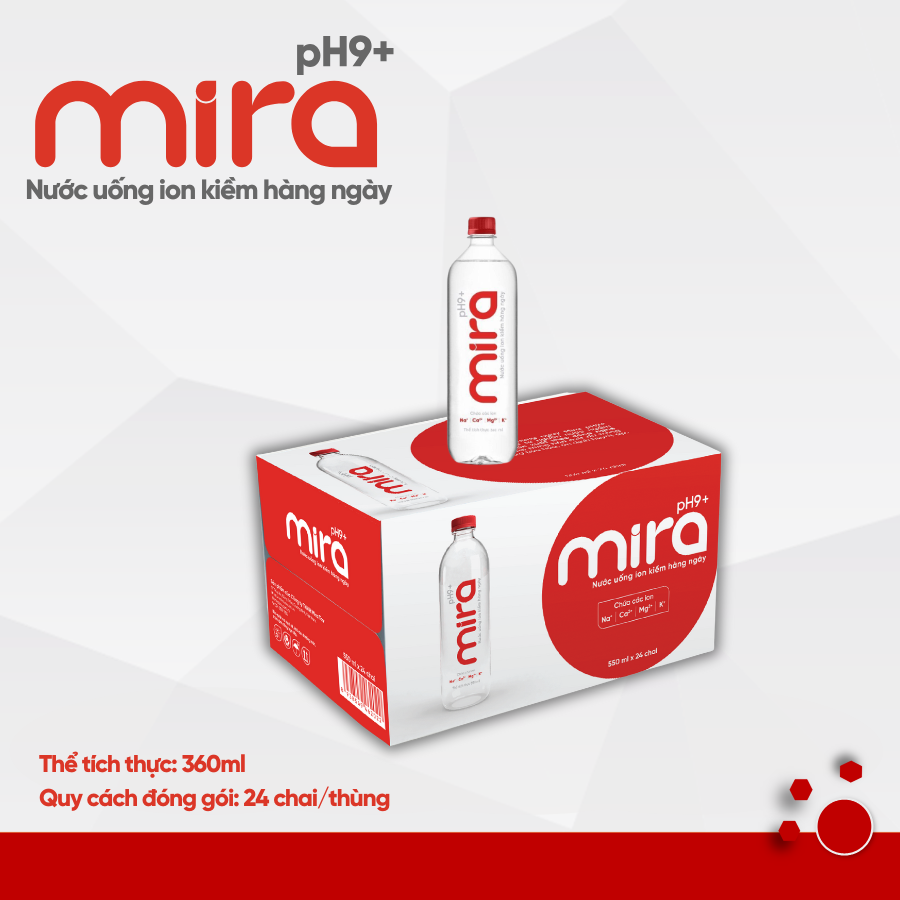 Nước uống ion kiềm Mira pH9+ 360ml